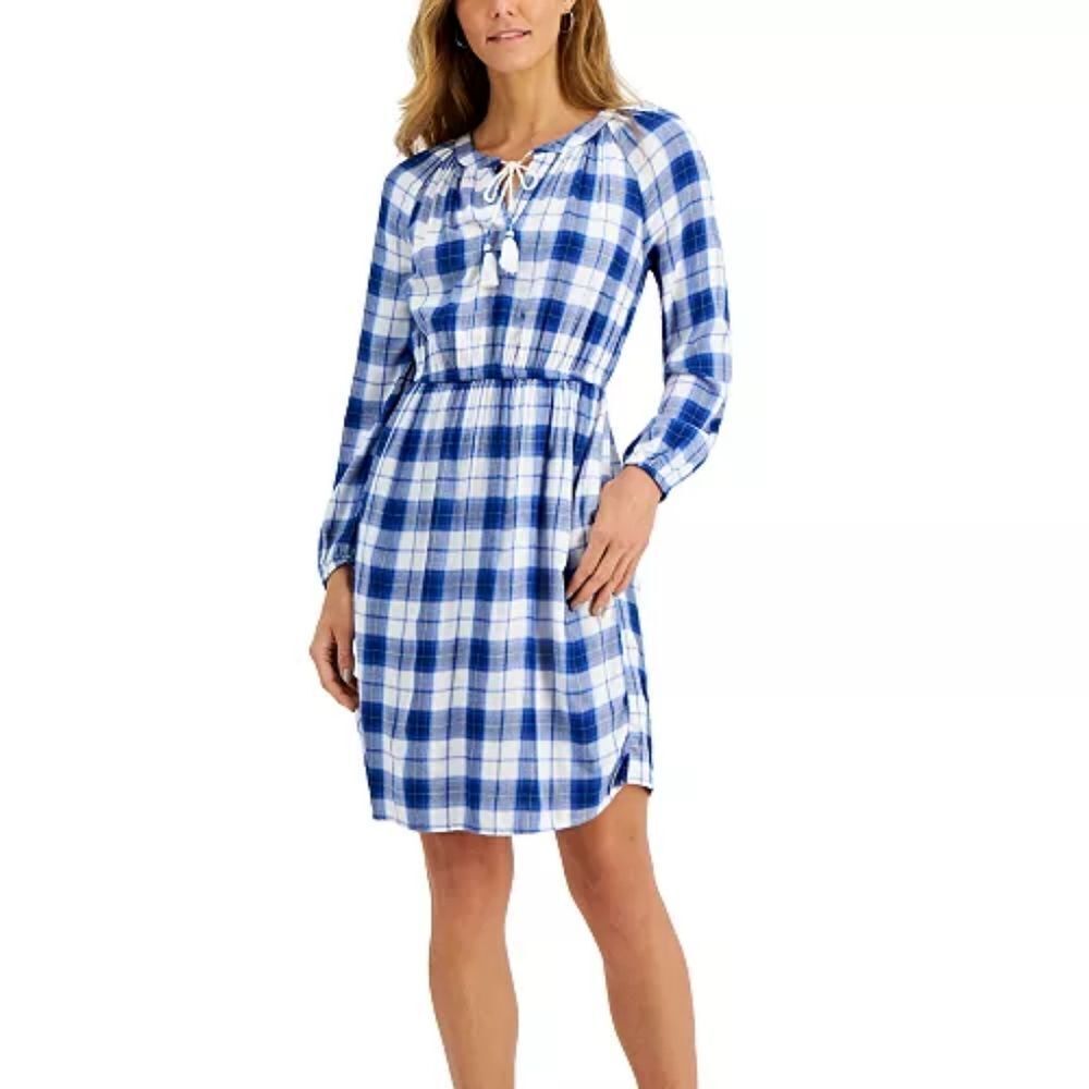 Style & Co Plaid-Print Shirt Dress sz PXL